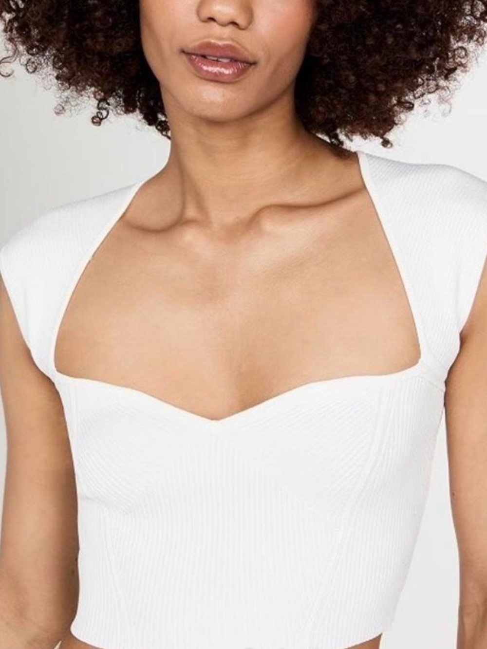 Jonathan SIMKHAI White Ribbed Square Neck Crop Top